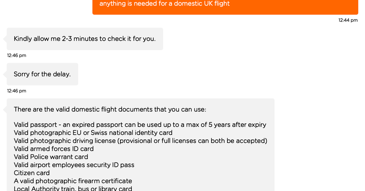EasyJet UK domestic flight permissible ID - Richard’s Blog