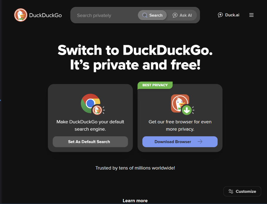 DuckDuckGo Homepage
