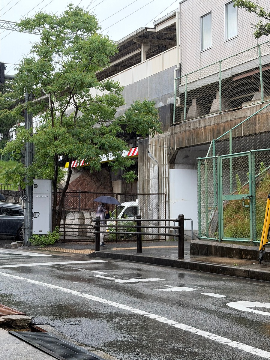 Rain at a railroad underpass