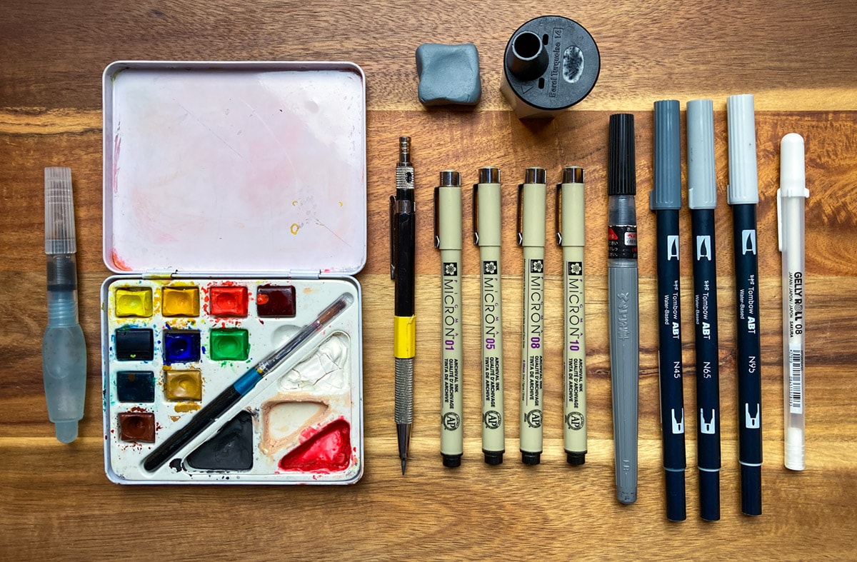 My basic watercolor sketch kit.