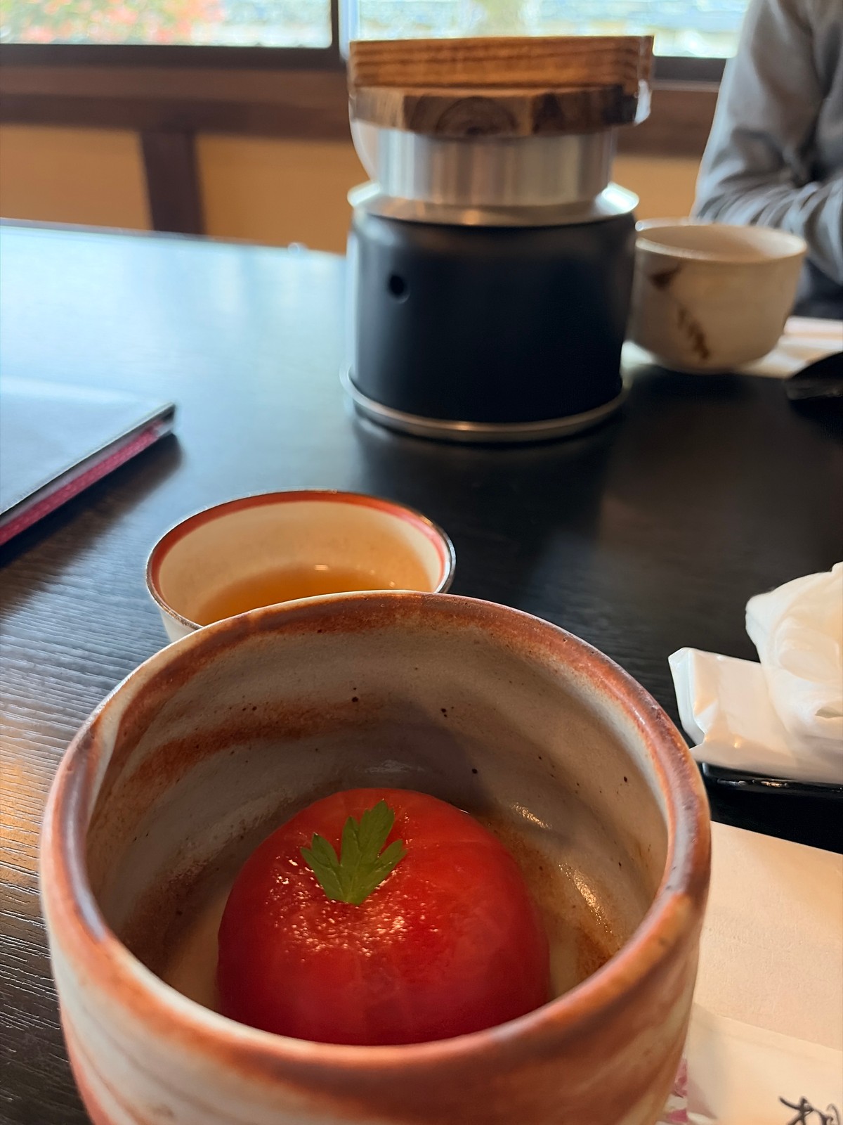 A whole, chilled tomato for starters.