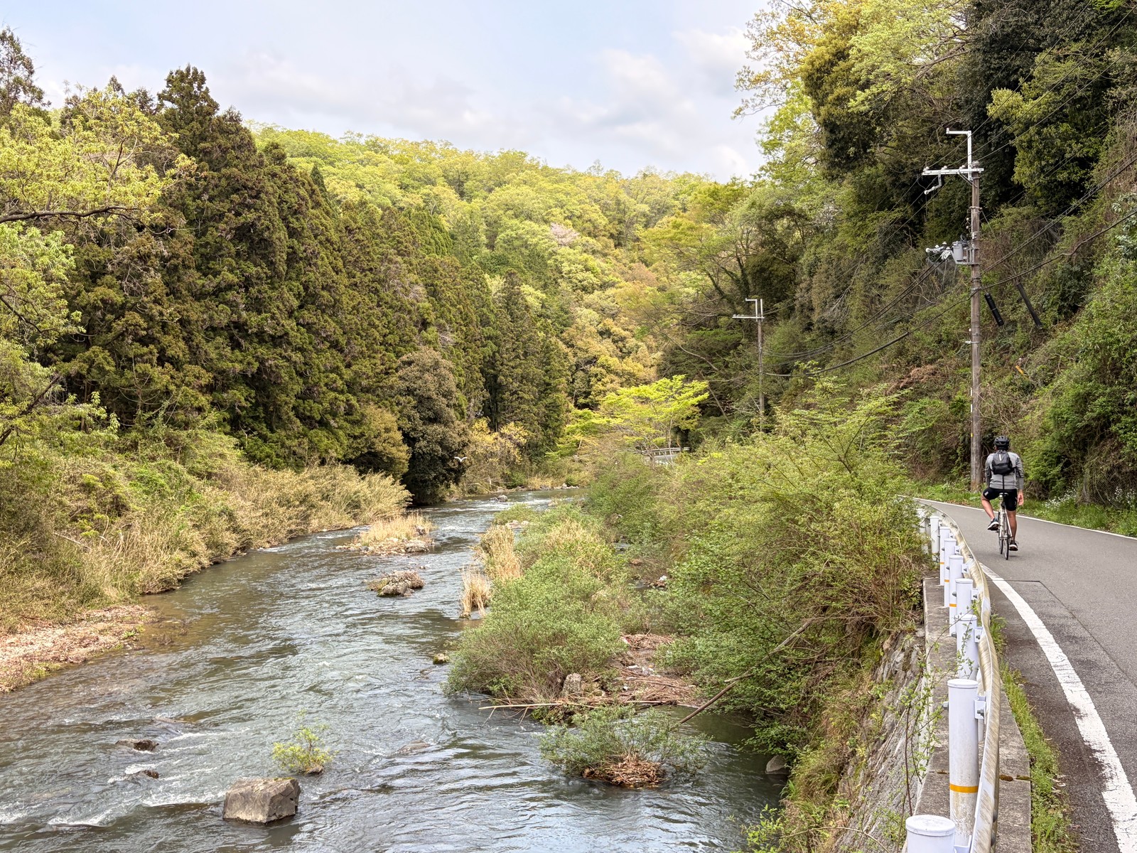 Well paved road all the way down to Osaka along the river