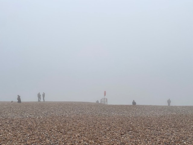 The beach, and the sea is just over there